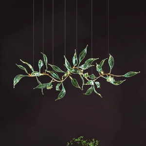 <span class=keywords><strong>Lustre</strong></span> en verre au design moderne en forme de feuille avec cristaux verts pour la décoration du salon ou du restaurant - Product Image 5