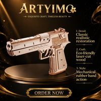 Puzzle Kayu 3D Desert Eagle Pistol Karet Mainan DIY Kit Model Edukatif untuk Anak-anak Hadiah Pengasah Otak
