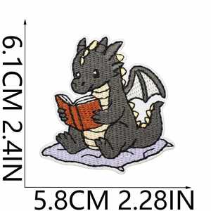 Parche Bordado Termoadhesivo de Dibujos Animados 'I Love Reading Dinosaur Book' para Ropa, Bolsas y Decoración - Product Image 6