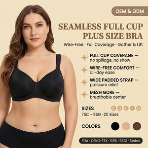 <span class=keywords><strong>Reggiseno</strong></span> senza cuciture da donna taglie forti, a coppa intera, con coppa modellata sottile, spalline larghe imbottite lisce, in rete Gore, <span class=keywords><strong>4</strong></span>-5 fili, all'ingrosso - Product Image 1