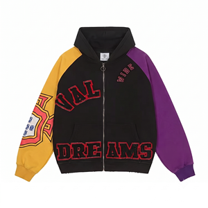 <span class=keywords><strong>Sudadera</strong></span> con capucha y cremallera a <span class=keywords><strong>rayas</strong></span> estilo universitario para <span class=keywords><strong>hombre</strong></span>, de gran tamaño, de algodón 100% de alto gramaje, con estampado retro, estilo urbano informal - Product Image 2