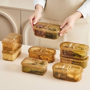 Modern Design Kitchen Storage Box Double Tiers Transparent PP Plastic Food <b>Container</b> Open Style Cover Spices Sealed Cans Lunch - Product Image 3