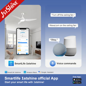 1stshine LED ventilateur <span class=keywords><strong>de</strong></span> plafond Smart App Control ABS lames 48 pouces Smart Life blanc ventilateur <span class=keywords><strong>de</strong></span> plafond lumière - Product Image 6
