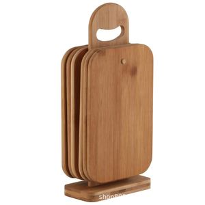 Juego de Tablas de Cortar de Bambú con Soporte, Rectangulares, Color Madera Natural, Tabla de Cortar de Madera Maciza para Cocina LY1209 - Product Image 2