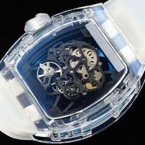 Montre mécanique pour homme, style élégant de designer classique, boîtier transparent en cristal bleu clair, aiguilles lumineuses, résistante à l'eau - Product Image 3