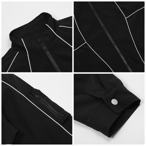 Traje Deportivo para Hombre TKAN395, Chaqueta Casual de Tela de Poliéster Personalizada, Resistente al Viento, con Bordado de Rayas, Cuello Alto y Pantalones Deportivos para Hombre - Product Image 4