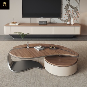 עיצוב יצירתי מודרני עלה צורה מעץ מעץ מלא קפה וילה סלון סלון ריהוט יוקרתי שולחן ריהוט שולחן - Product Image 3