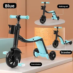 Tre In uno Scooter per bambini pieghevole per bambini e bambine triciclo bici da equilibrio <span class=keywords><strong>bicicletta</strong></span> multifunzionale per età 2-6 all'aperto - Product Image 4