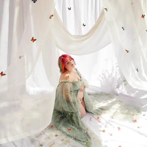 Vestido <span class=keywords><strong>de</strong></span> <span class=keywords><strong>Fiesta</strong></span> Largo con Encaje y Bordado Estilo A <span class=keywords><strong>para</strong></span> Maternidad, Colección 2025 Europea y Americana, <span class=keywords><strong>para</strong></span> Mujeres <span class=keywords><strong>Embarazadas</strong></span>, Comercio Exterior - Product Image 2