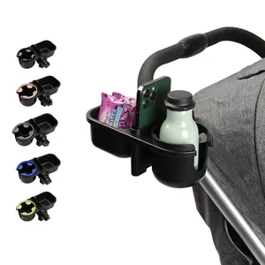 Customized 3 in 1 Stroller Snack Tray with Cup Phone Holder Baby Travel stroller bottle holder 360 degree Rotation