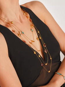 Long collier en verre tchèque Ultra-Flash Ferris Wheel pour dames chaîne à maillons plaquée or véritable en acier inoxydable élégante pour les fêtes - Product Image 3