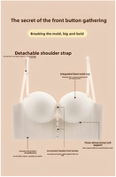 Soutien-gorge blanc sans bretelles, sans armatures, antidérapant, push-up, bonnet complet épaissi, fermeture dorsale, rehausseur de petite poitrine