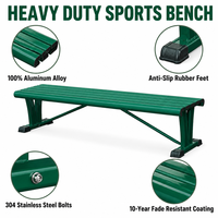 Banc de loisirs extérieur moderne en alliage d'aluminium forgé, couleur personnalisable, pour parc, jardin, salle de sport, centre commercial ou terrain de sport, court de tennis