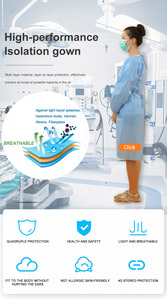 Usine chinoise fabrication robe d'isolement jetable personnalisée prix bon marché robes chirurgicales non tissées médicales robes isolées médicales - Product Image 3