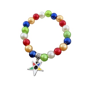 3 pezzi per un set di perline colorate stretch Sorority OES Order of the Eastern Star charm bracciale multistrato accessori per gioielli - Product Image 6