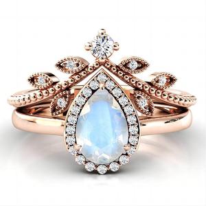 Ensemble de bagues de mariage en argent sterling 925, style Art déco, alexandrite taille poire, romantique, vintage, alexandrite de laboratoire, fiançailles pour les fêtes, IGI - Product Image 5