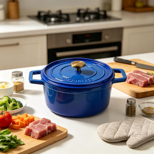 Casserole <span class=keywords><strong>en</strong></span> <span class=keywords><strong>fonte</strong></span> émaillée professionnelle avec logo personnalisé, robuste, compatible lave-vaisselle, pour hôtel et restaurant - Product Image 4