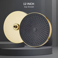 Pomme de douche à effet pluie en plastique ABS brossé or 12 pouces, système de douche mural moderne de luxe pour salle de bain ou hôtel