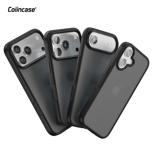 Bumper Protection TPU+PC Over molded Anti-Fingerprint Lens Protection Phone Case Frosted Semi-Transparent for 17 Pro Max