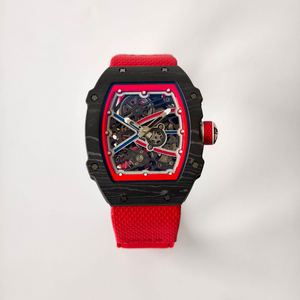 High End Fashion Hollow Design Business Watch Carbon Fiber Case <b>Red</b> Canvas Watch Unisex Mechanical Watch - Product Image 6