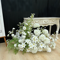 Arrangement floral artificiel réaliste en soie, chrysanthèmes blancs et verts mélangés, décoration pour cérémonie de mariage