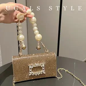 Luxus Frauen goldene Braut Hochzeit Geldbörse Party Prom Glitter Bling Strass Kupplungen Box Handtasche Abendessen Abend Clutch Bag