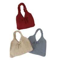 Nouveau modèle 2027, sac à main pour femme en crochet décontracté avec nœud, sac à main de luxe, sac à main en tricot minimaliste de grande capacité, mignon pour l'hiver