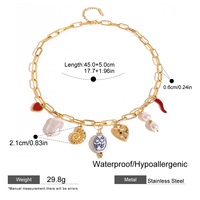 XIXI mode acier inoxydable perle coeur coquille pendentif collier plage vacances océan bijoux en gros à la mode femmes collier