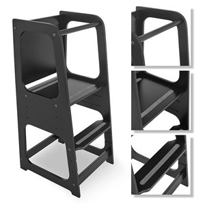 Torre <span class=keywords><strong>de</strong></span> Aprendizaje Montessori Convertible Negra <span class=keywords><strong>de</strong></span> Madera y Juego <span class=keywords><strong>de</strong></span> Silla <span class=keywords><strong>de</strong></span> Escritorio para Niños para la Independencia en la <span class=keywords><strong>Cocina</strong></span> - Product Image 1