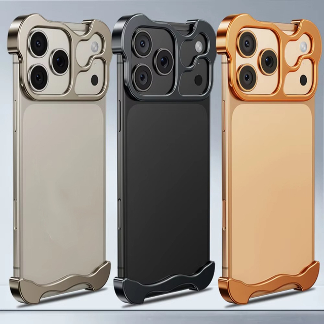 Aluminum Alloy Shockproof Phone Case Metal Corner Pad Ultra Thin Borderless Protective Cover for 12-17 Series