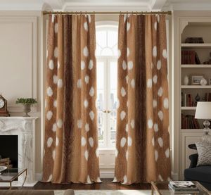 Faux Deer Window <b>Curtains</b> Dense Floral Panel Living Room 70% Light Blocking Decorative Printed Drapes <b>for</b> Bedroom Hotel Luxury - Product Image 2