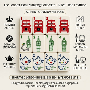 Senyao London Icons Collector's Edition: Set di Mahjong in Acrilico Moderno con Tessere Personalizzate a Tema Britannico, Doppio Livello - Product Image 3