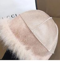 Gorro Mongol de Diseño Nuevo para Otoño/Invierno, Lana de Visón, Felpa Gruesa, con Lazo, Logotipo Estampado, Bordado 3D, para Playa