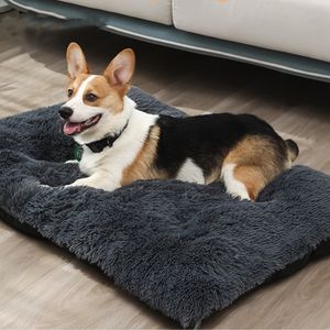 Best Verkopende Pluizige Hond Bed Zachte Pluche Rechthoek Mat Antislip Bodem Aanpasbare Kleuren Voor Kleine Middelgrote Grote Rassen Gezellig Warm - Product Image 2