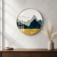 Peintures murales décoratives de haute qualité imprimées numériquement UV sur verre, paysages ronds en porcelaine de cristal pour la maison