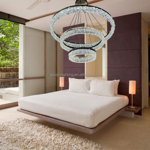 2026 nuovo lusso oro 220V 150W ad alta luminosità LED 3 anello lampadario di cristallo lampade a sospensione da soffitto moderno Interior Design - Product Image 4