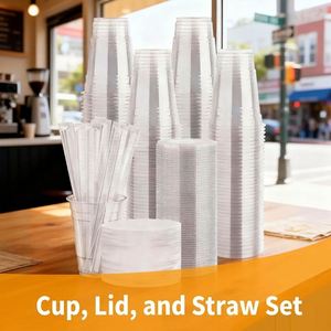 2000 Pack 16 oz Clear Disposable Break Resistant Leak Proof BPA-Free Iced Coffee Smoothie Cups Lids <b>Straws</b> for Cold <b>Drinks</b> - Product Image 4
