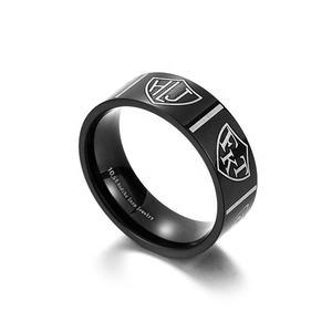Yiwu ACEon วงสแตนเลสสตีลกว้างสำหรับผู้ชาย, สีดำเป็นแผ่นประทับโล่ภาษาต่างๆ hlj CTR <span class=keywords><strong>fkt</strong></span> เลือกแหวนขวาสีดำสำหรับผู้ชาย - Product Image 6