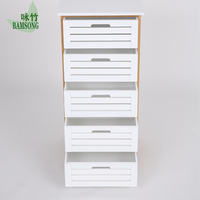 Cómoda Alta de Bambú con 5 Cajones, un Mueble de Almacenamiento de Gran Capacidad para la Organización del Dormitorio y Almacenamiento Adicional de Ropa y Ropa de Cama