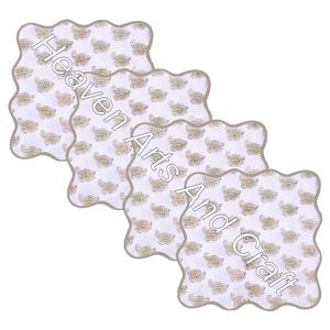 100% Cotton Dinner Table Scallop Napkins Set 100% Cotton Made Premium Quality Table Napkin Hem Stitch Indian Hand Block Printed - Product Image 3