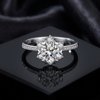 Bague de mariée en moissanite Moyu Jewelry tendance en argent sterling 925 avec six griffes en forme de cœur pour femme