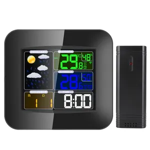 रिमोट सेंसर इनडोर, आउटडोर सेंसर के साथ डिजिटल पूर्वानुमान मौसम स्टेशन वायरलेस घड़ी