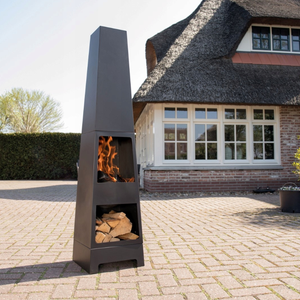 <span class=keywords><strong>Chimenea</strong></span> de Leña de Diseño Moderno con Forma de Torre y Rejilla para Leños - Product Image 1