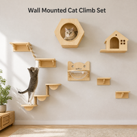 Ensemble d'escalade mural pour chat en bois, étagères murales pour chat, griffoir en sisal, pont en corde avec fenêtre en acrylique pour chats d'intérieur