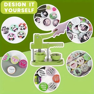 Kit de máquina para hacer botones verdes con piezas de botones, imágenes, <span class=keywords><strong>cortador</strong></span> circular, suministros de herramientas prácticas profesionales para hacer joyas - Product Image 5