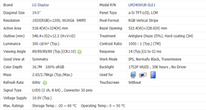 LM240WU8-SLE1 <b>24</b>-<b>Inch</b> industrial lcd module 1920*1200 300 brightness digital signage lcd pane <b>gaming</b> <b>Monitor</b> - Product Image 2