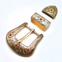 Accessoires de ceinture imprimés sur mesure, style rétro européen et américain, ensemble de trois pièces avec diamants, boucles à ardillon en alliage d'aluminium blanc