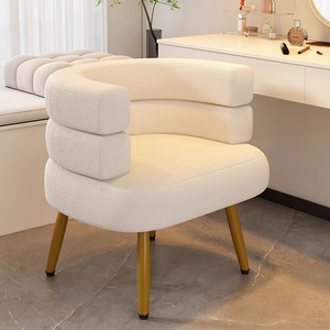 Vanity Stool Tufted Upholstered With Wooden Legs For Bedroom Makeup Use - Product Image 1