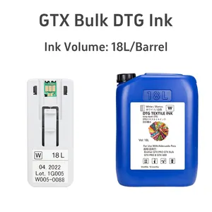 Barril de Tinta Textil a Granel para Brother GTX Pro Series GTX Pro B GTX Pro, Cabezal de Impresión a Granel, Chip de Tinta DTG, Cubo de 18L
