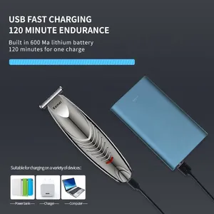Recortadora de pelo Tondeuse, recortadora de barba y cortadora de pelo Kemei, Mini LED recargable, máquina para cortar cabello corporal para hombres, 2 unidades, 2 unidades - Product Image 3